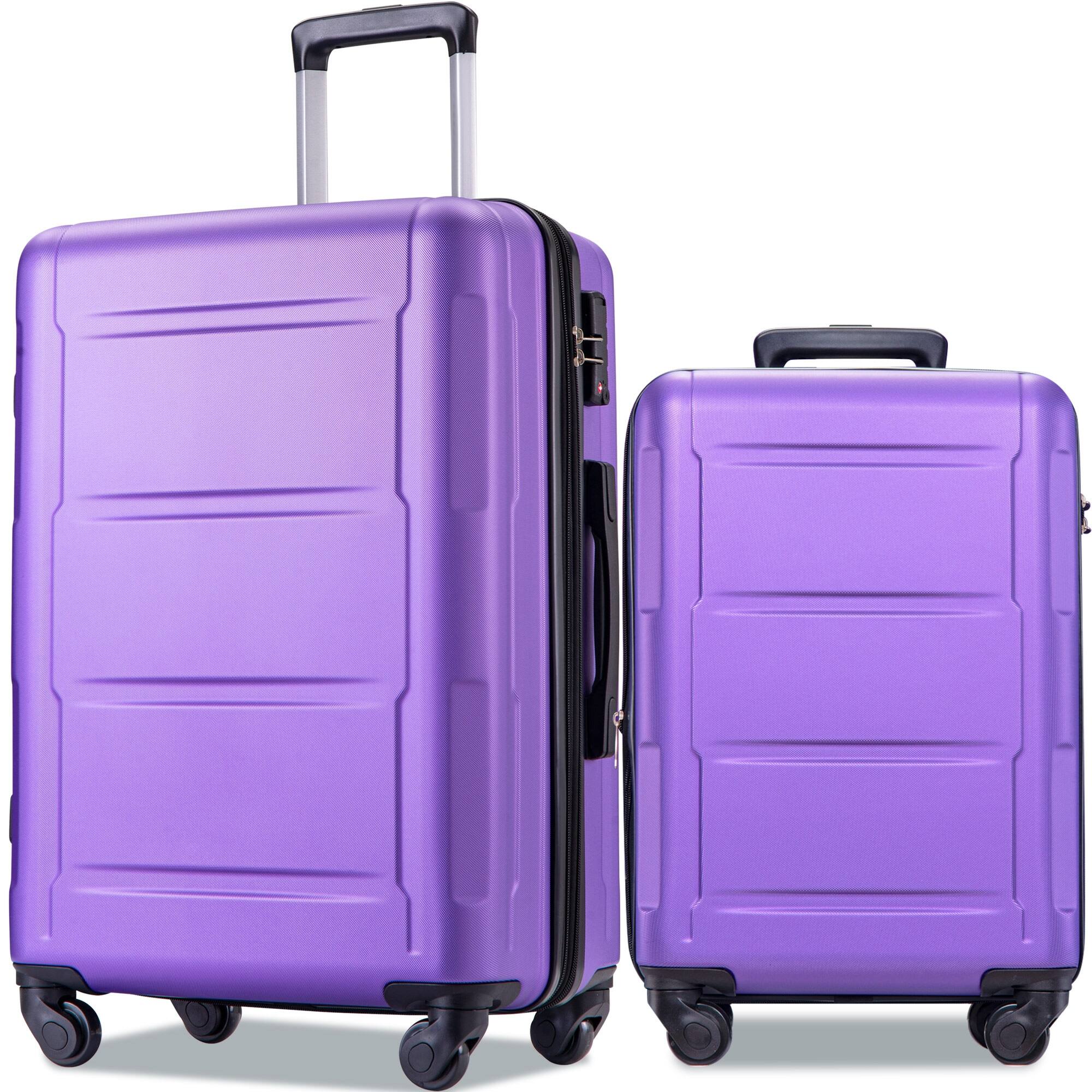 Purple 2 Piece Expanable ABS Lightweight Suitcase Camp Trunks 20"/28